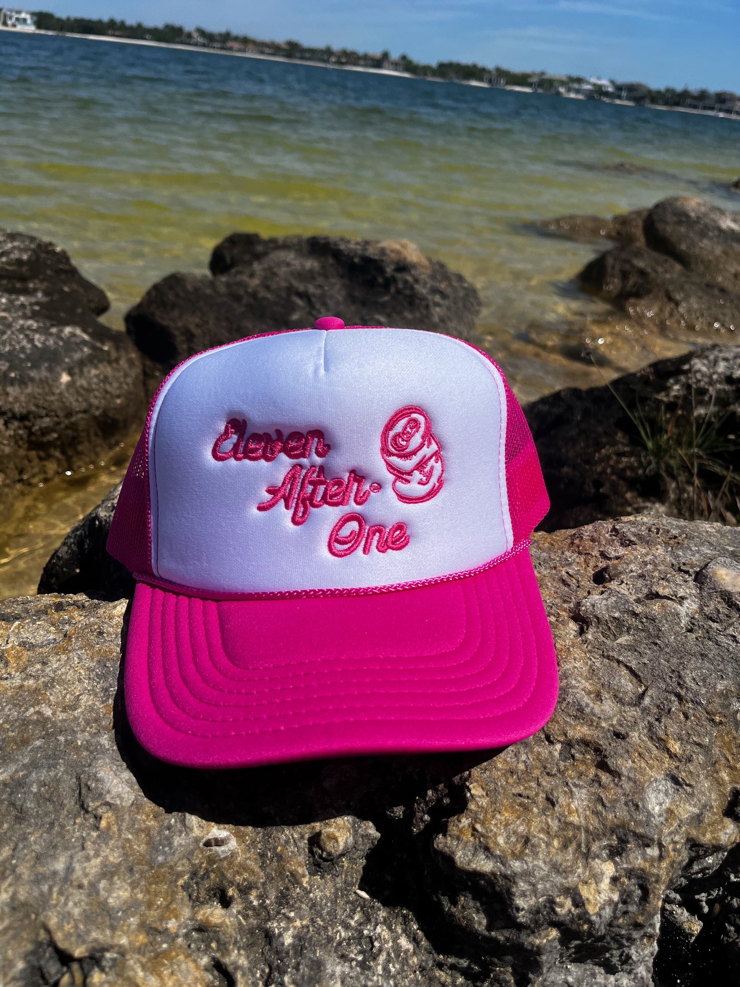 Pink and White Trucker Hat by Eleven After One LIMITED